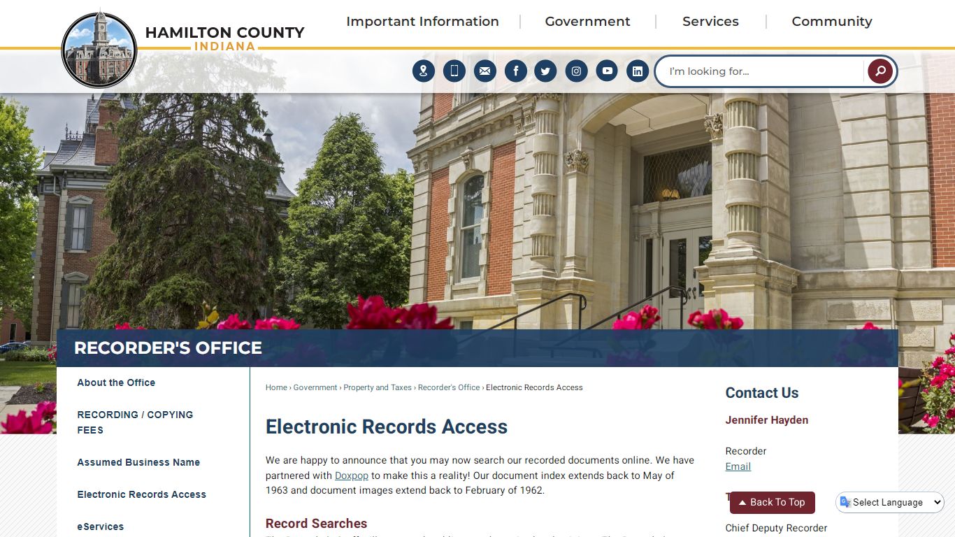 Electronic Records Access | Hamilton County, IN