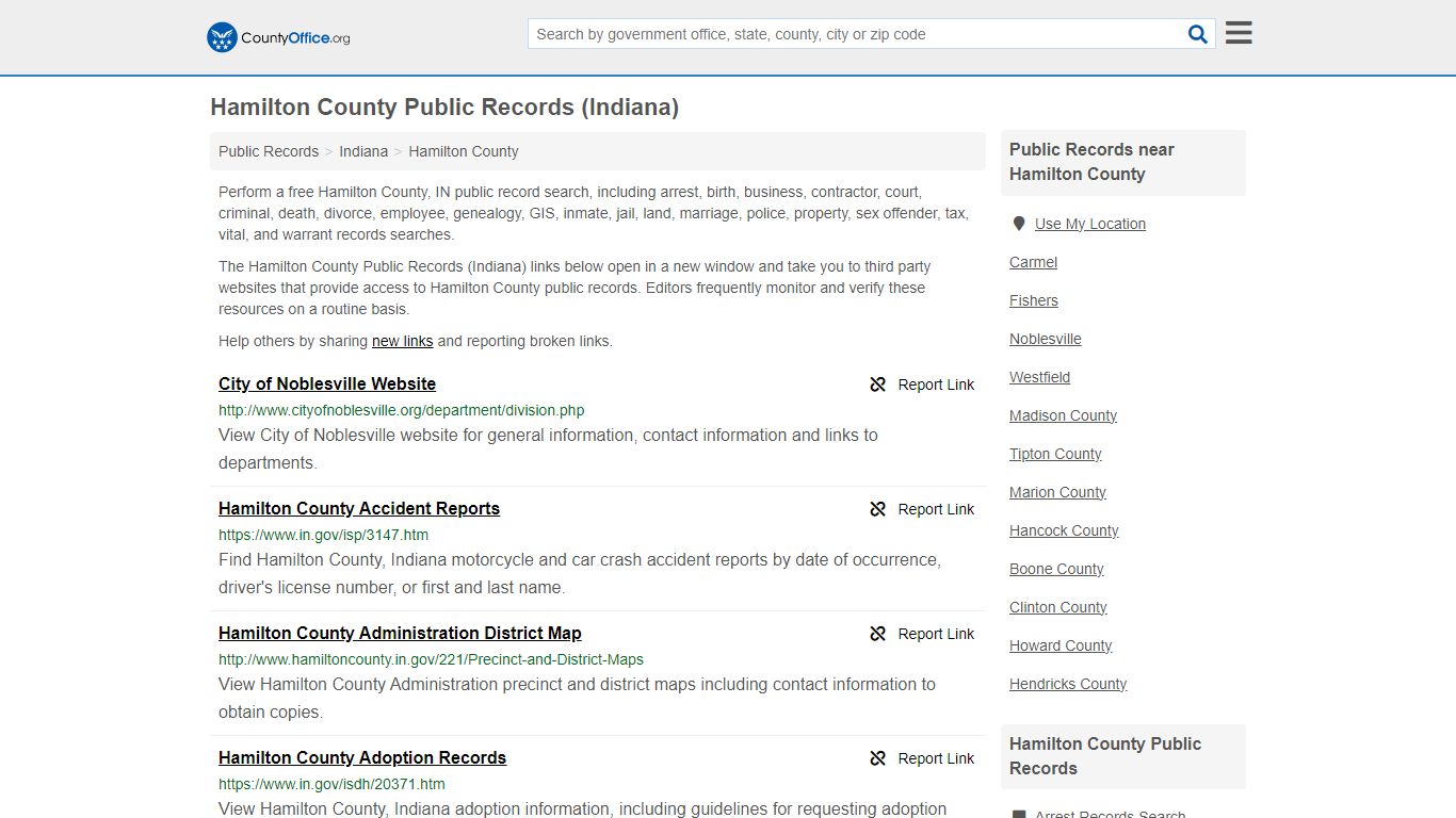 Hamilton County Public Records (Indiana) - County Office